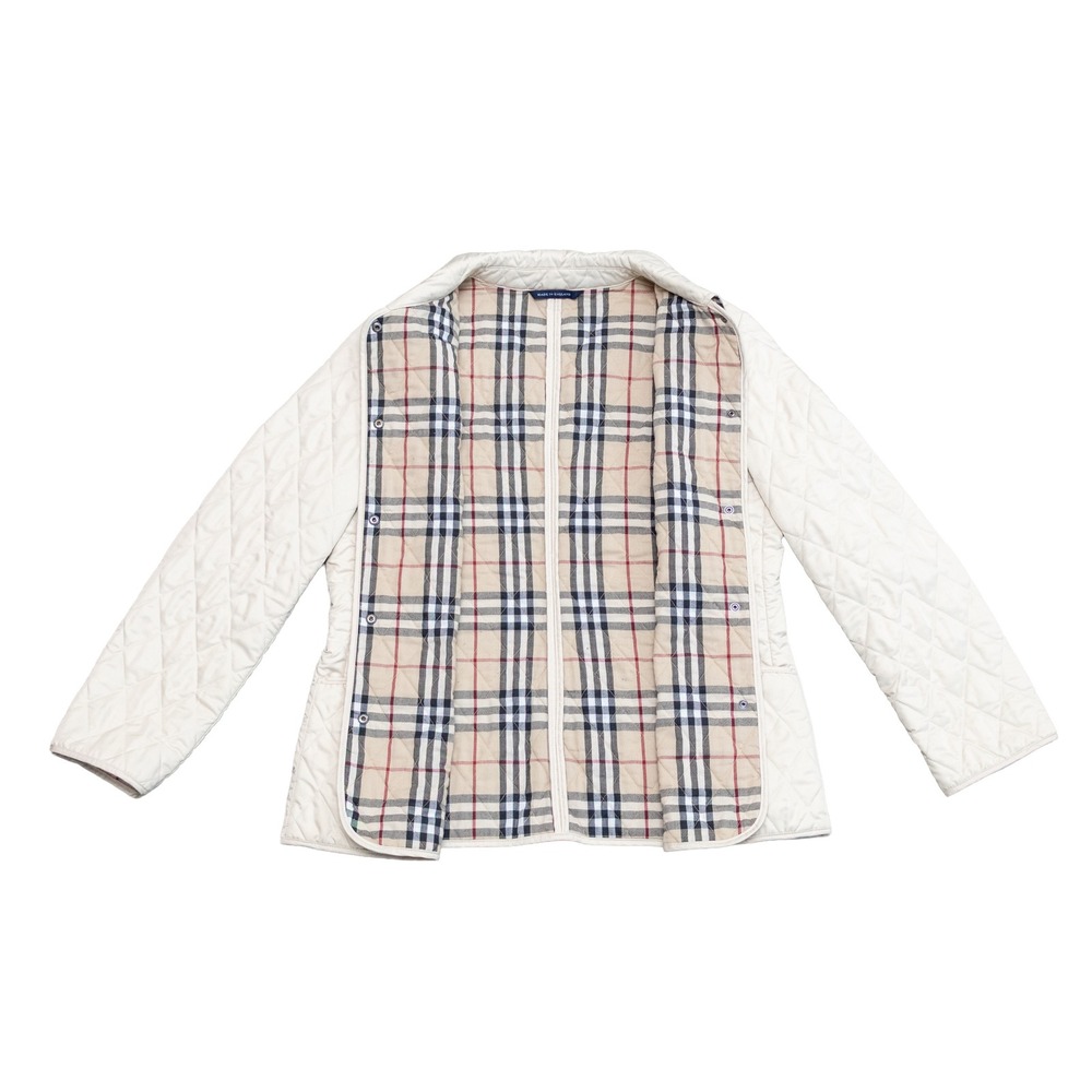 Burberry London Quilted Jacket Cream Nova Check Lining Made in England Large - Picture 2 of 9